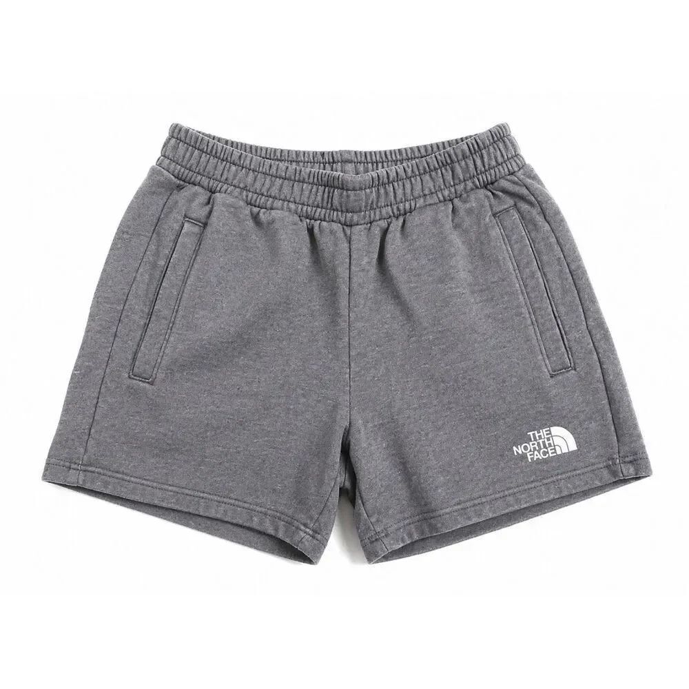 The North Face Kids Shorts Gray Fleece Athletic Elastic Waist Logo size 7/8